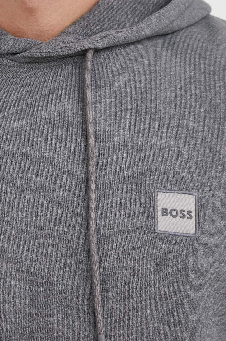 Boss Orange BOSS hanorac de bumbac BOSS CASUAL barbati culoarea gri cu glugă neted - Pled.ro