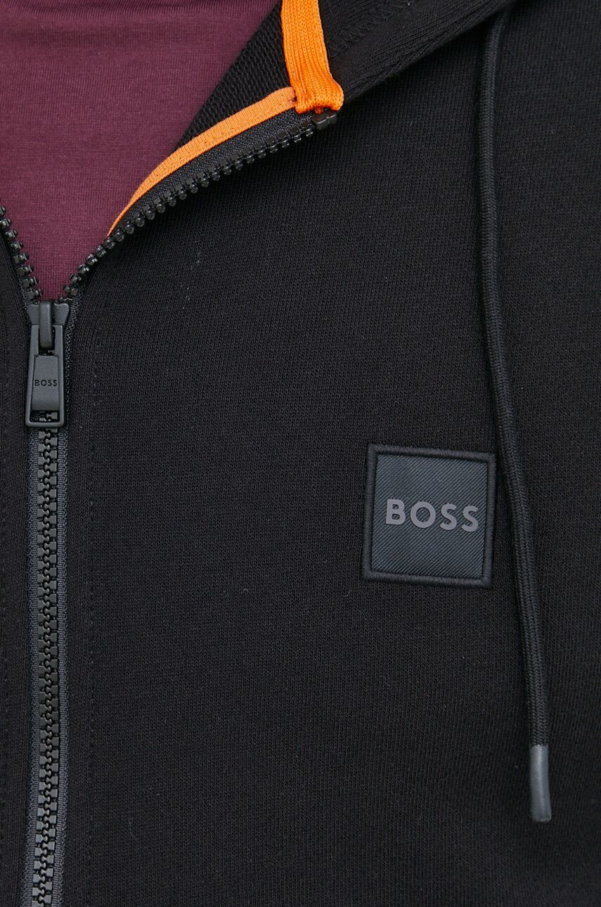 Boss Orange BOSS hanorac de bumbac barbati culoarea negru cu glugă neted - Pled.ro