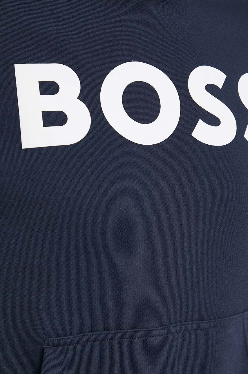 Boss Orange BOSS hanorac de bumbac barbati culoarea albastru marin cu glugă cu imprimeu - Pled.ro