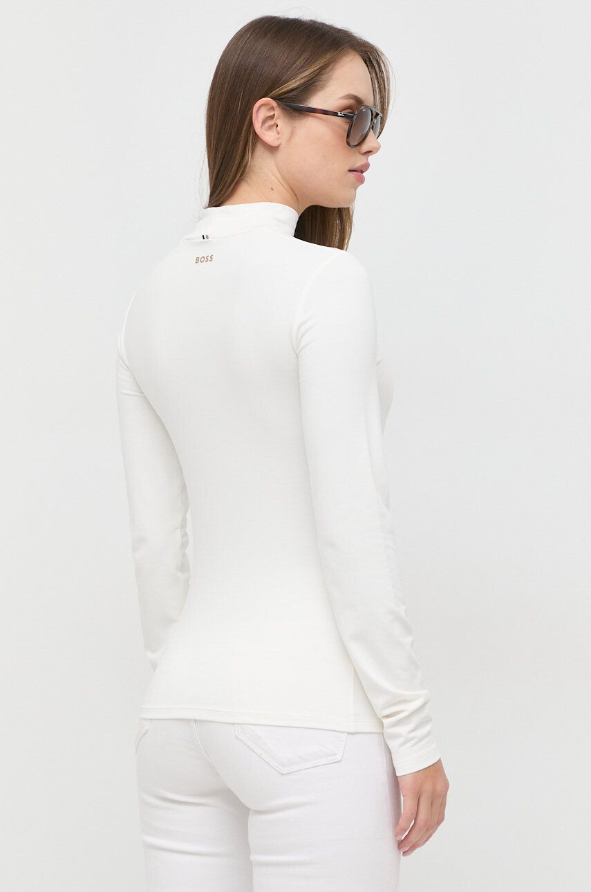 Boss longsleeve femei culoarea alb cu turtleneck - Pled.ro