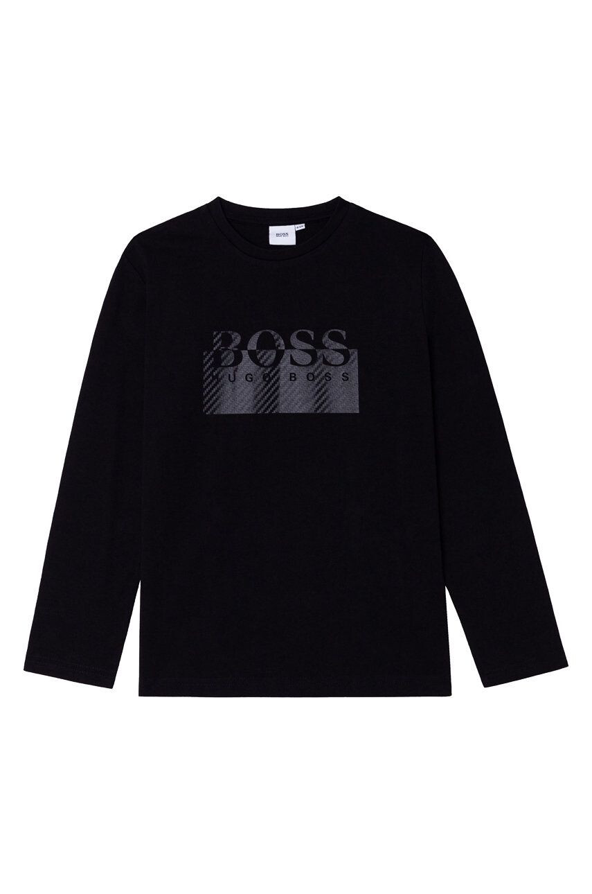 Boss longsleeve copii culoarea albastru marin cu imprimeu - Pled.ro