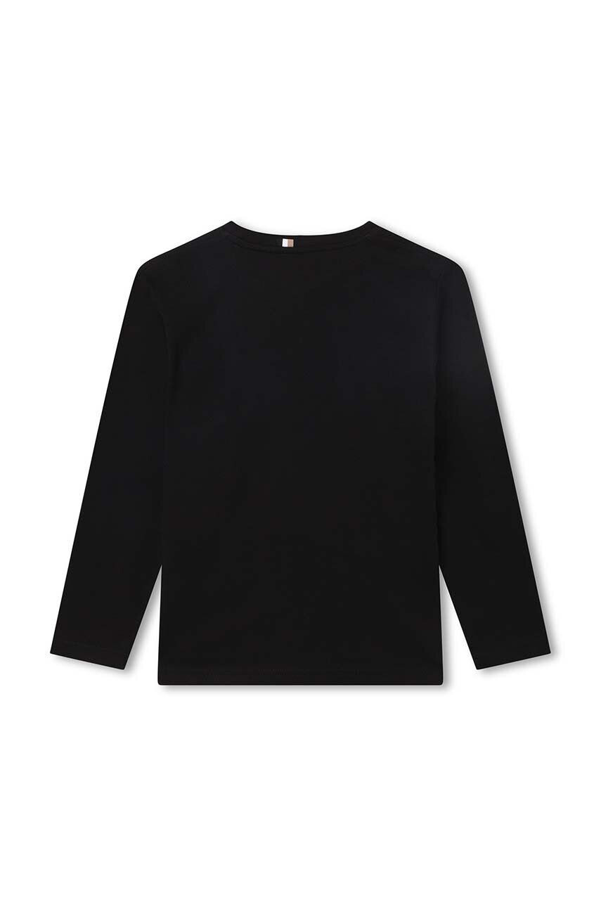 Boss longsleeve copii culoarea negru cu imprimeu - Pled.ro