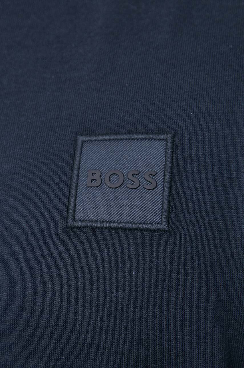 Boss Orange BOSS longsleeve din bumbac Boss Casual culoarea albastru marin cu imprimeu - Pled.ro