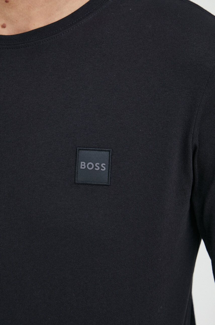 Boss Orange BOSS longsleeve din bumbac Boss Casual culoarea negru cu imprimeu - Pled.ro