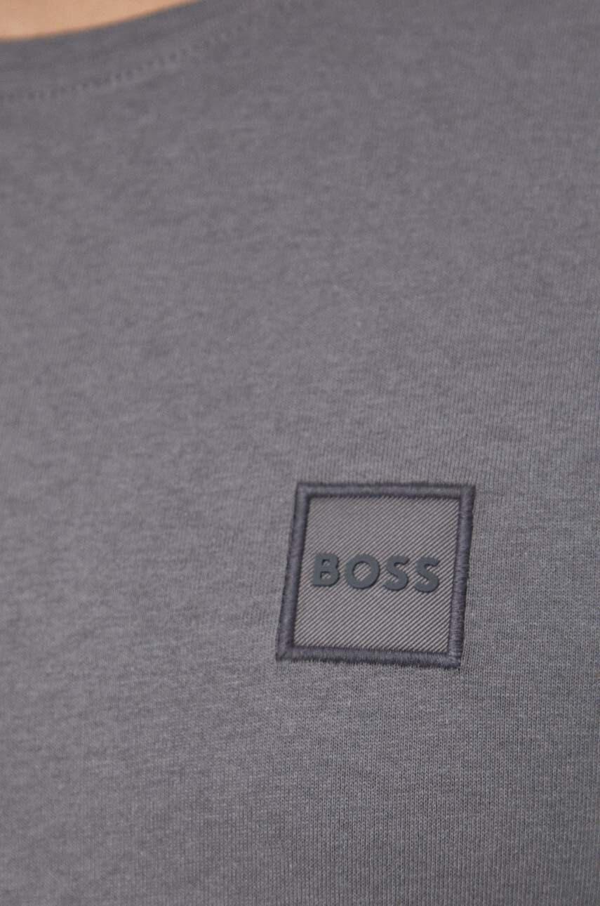 Boss Orange BOSS longsleeve din bumbac Boss Casual culoarea gri cu imprimeu - Pled.ro