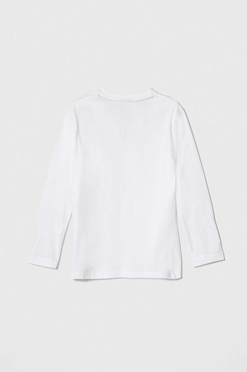 Boss longsleeve din bumbac pentru bebeluși culoarea alb cu imprimeu - Pled.ro