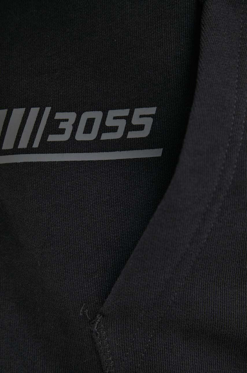 Boss Orange bluza barbati culoarea negru cu glugă cu imprimeu - Pled.ro