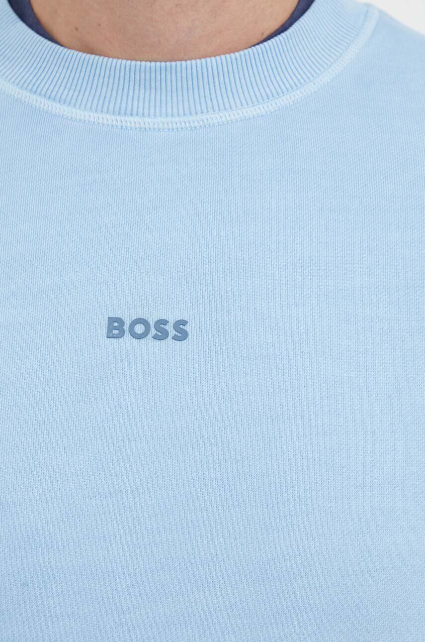 Boss Orange BOSS hanorac de bumbac BOSS CASUAL barbati culoarea turcoaz neted - Pled.ro