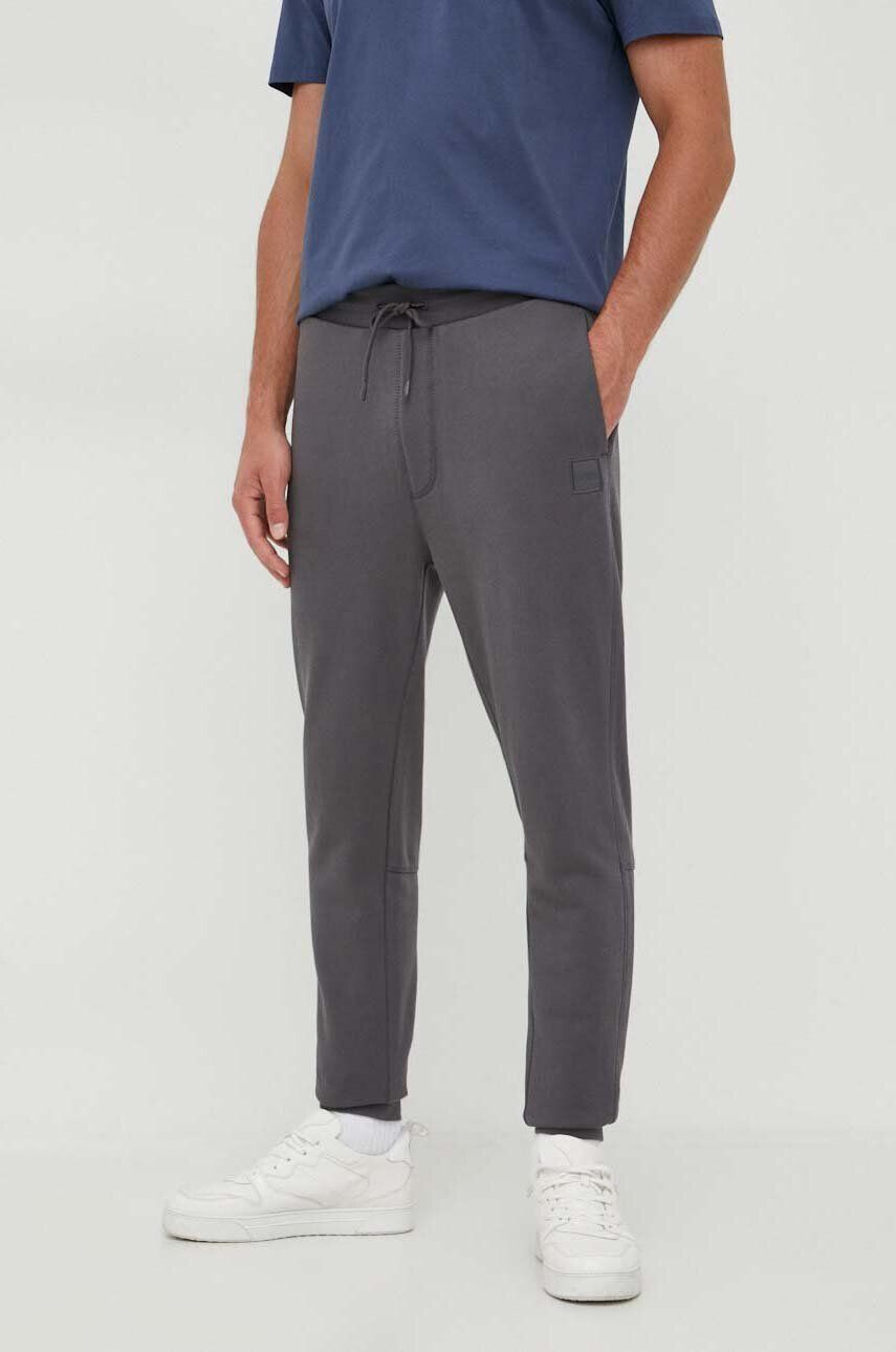 Boss Orange BOSS pantaloni de trening din bumbac BOSS CASUAL barbati culoarea gri neted - Pled.ro