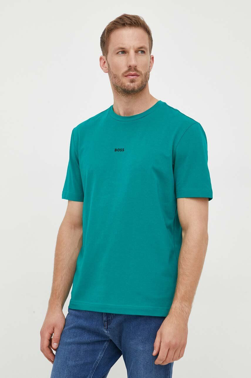 Boss Orange BOSS tricou barbati culoarea verde neted - Pled.ro