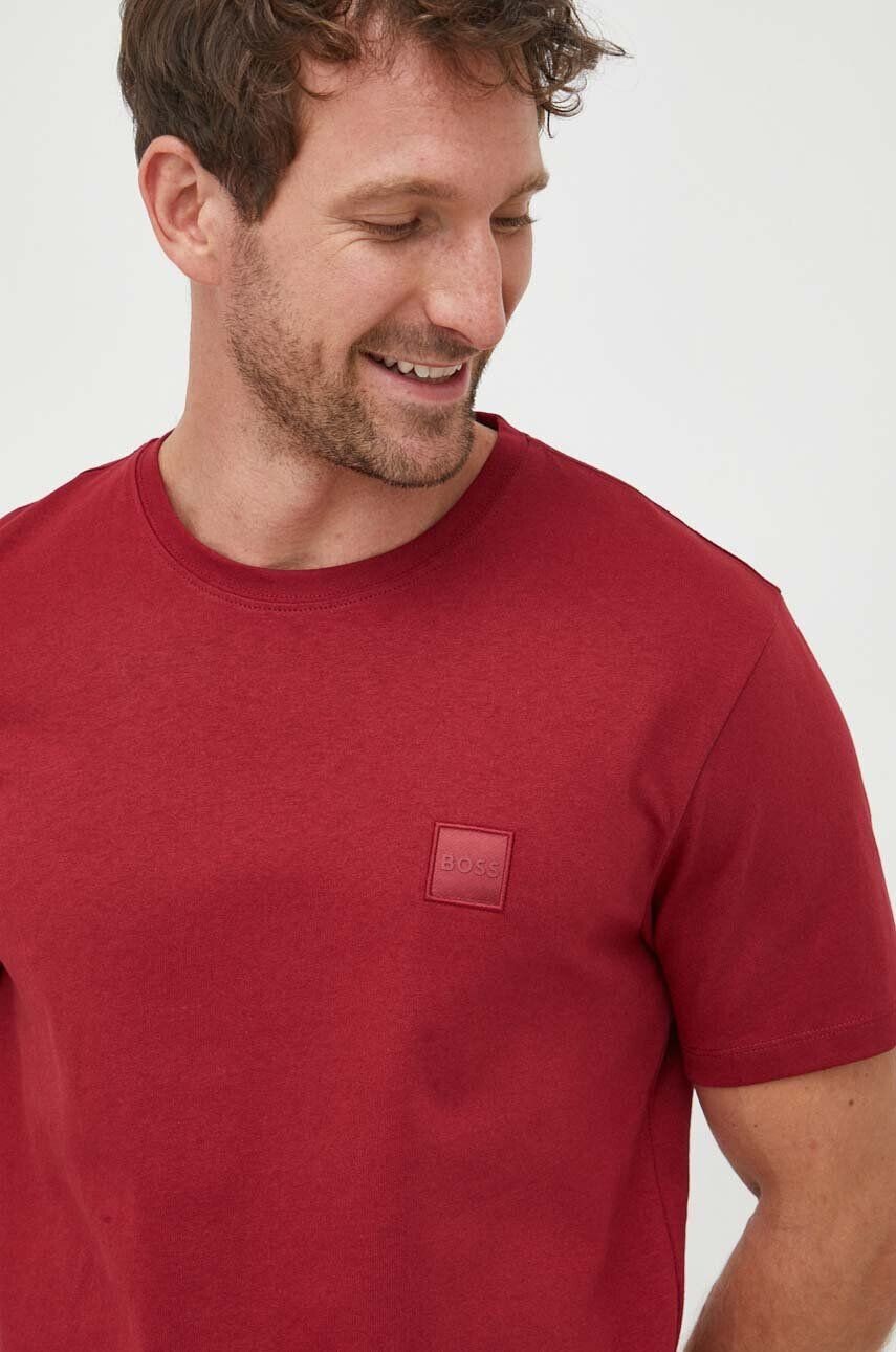 Boss Orange BOSS tricou din bumbac BOSS CASUAL culoarea bordo neted - Pled.ro