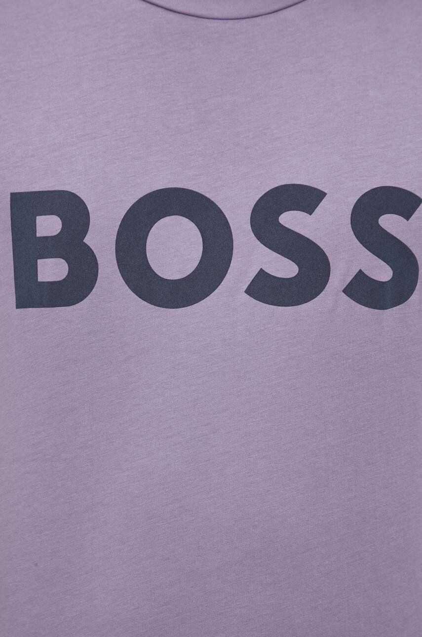 Boss Orange BOSS tricou din bumbac BOSS CASUAL barbati culoarea violet cu imprimeu - Pled.ro