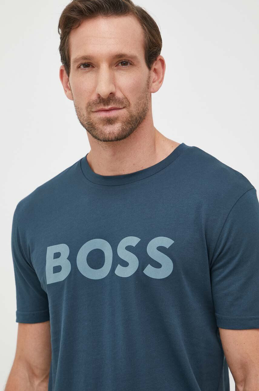 Boss Orange BOSS tricou din bumbac BOSS CASUAL barbati culoarea verde cu imprimeu - Pled.ro