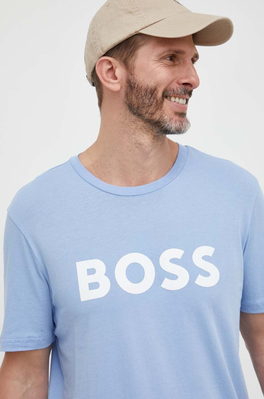 Boss Orange BOSS tricou din bumbac BOSS CASUAL culoarea verde cu imprimeu - Pled.ro