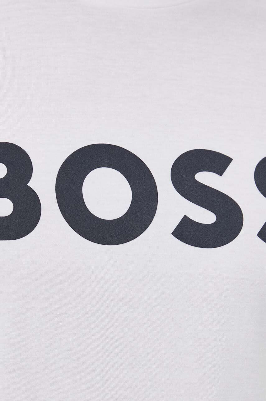 Boss Orange BOSS tricou din bumbac BOSS CASUAL barbati culoarea bej cu imprimeu - Pled.ro