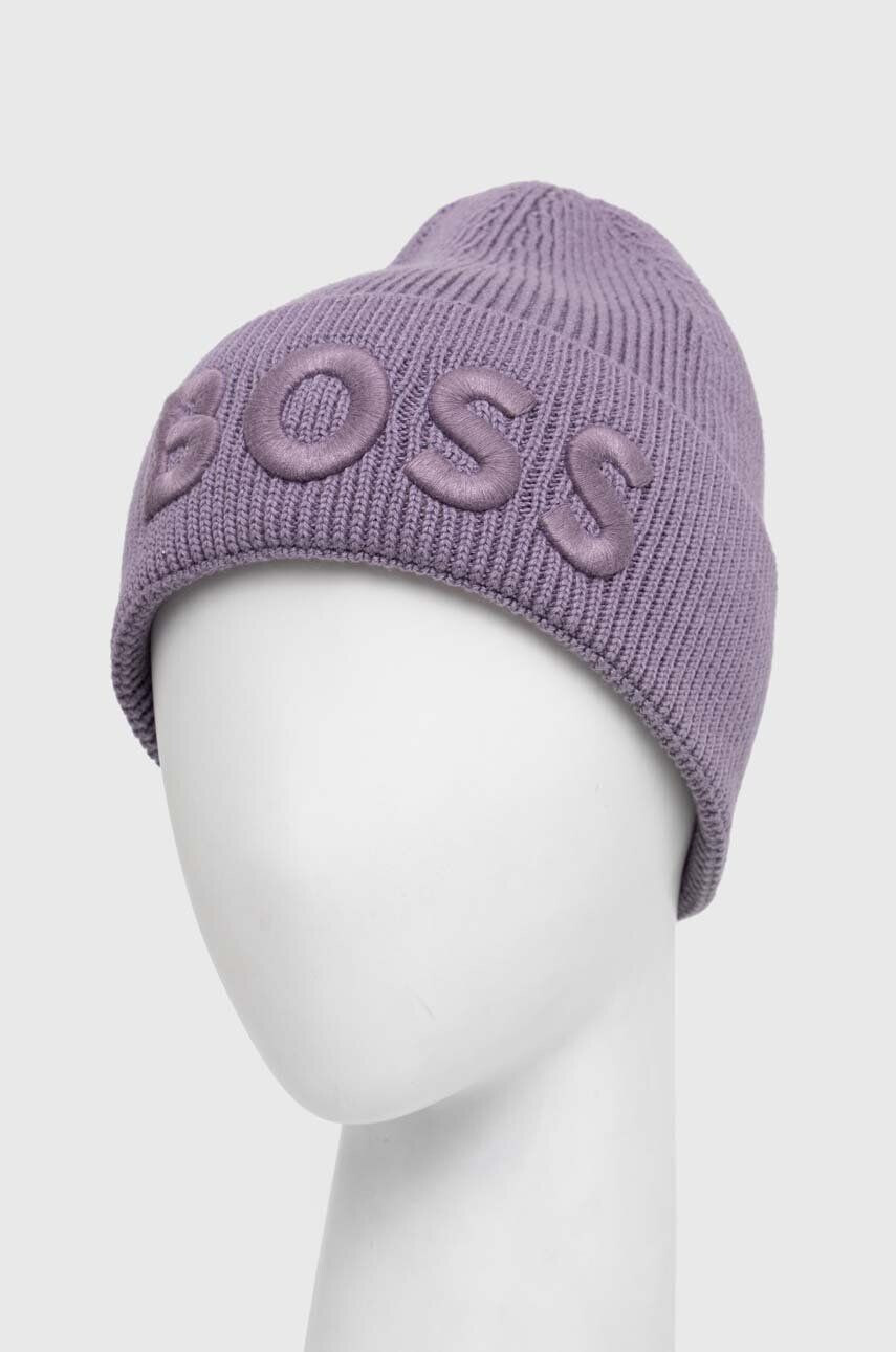 Boss Orange caciula din amestec de lana culoarea negru din tricot gros - Pled.ro