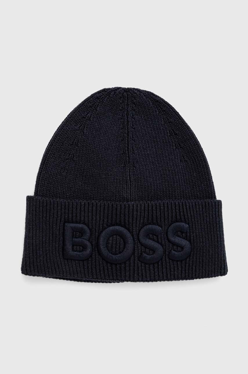 Boss Orange caciula din amestec de lana culoarea albastru marin din tricot gros - Pled.ro