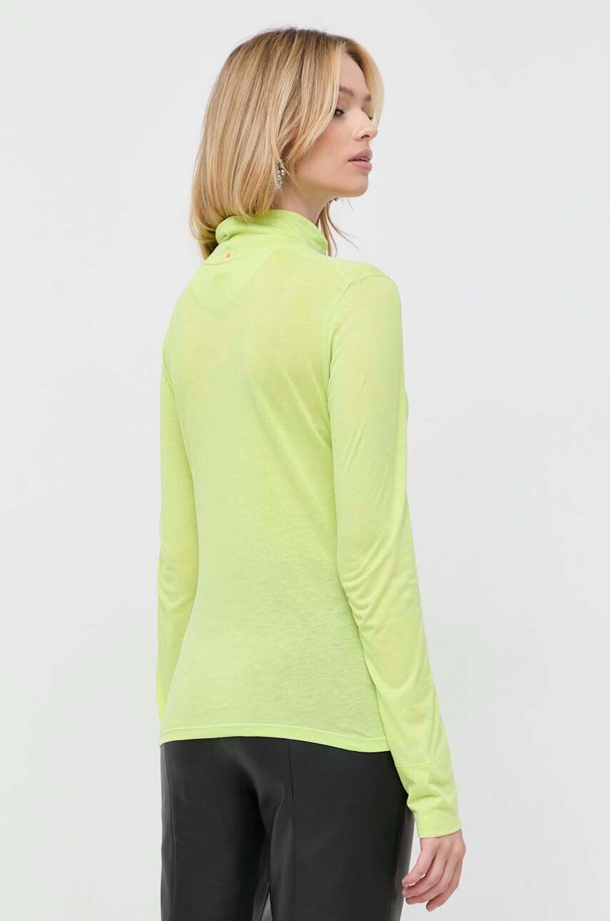 Boss Orange longsleeve femei culoarea verde cu guler - Pled.ro