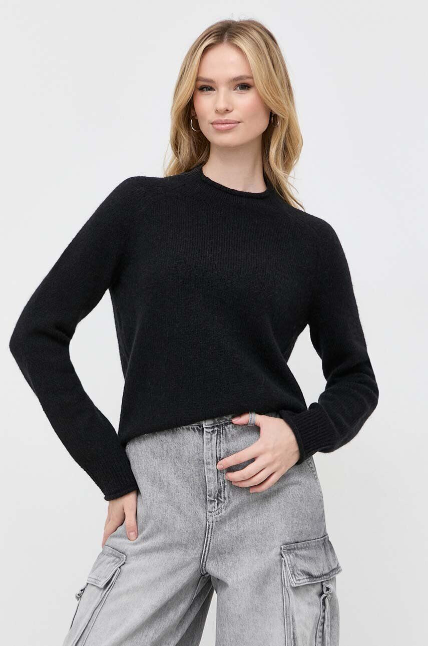 Boss Orange pulover de lana femei culoarea negru cu turtleneck - Pled.ro