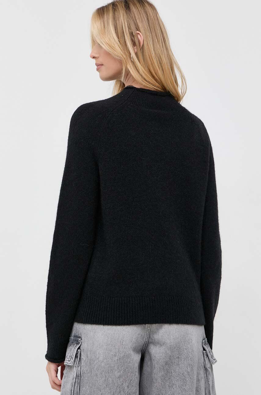 Boss Orange pulover de lana femei culoarea negru cu turtleneck - Pled.ro