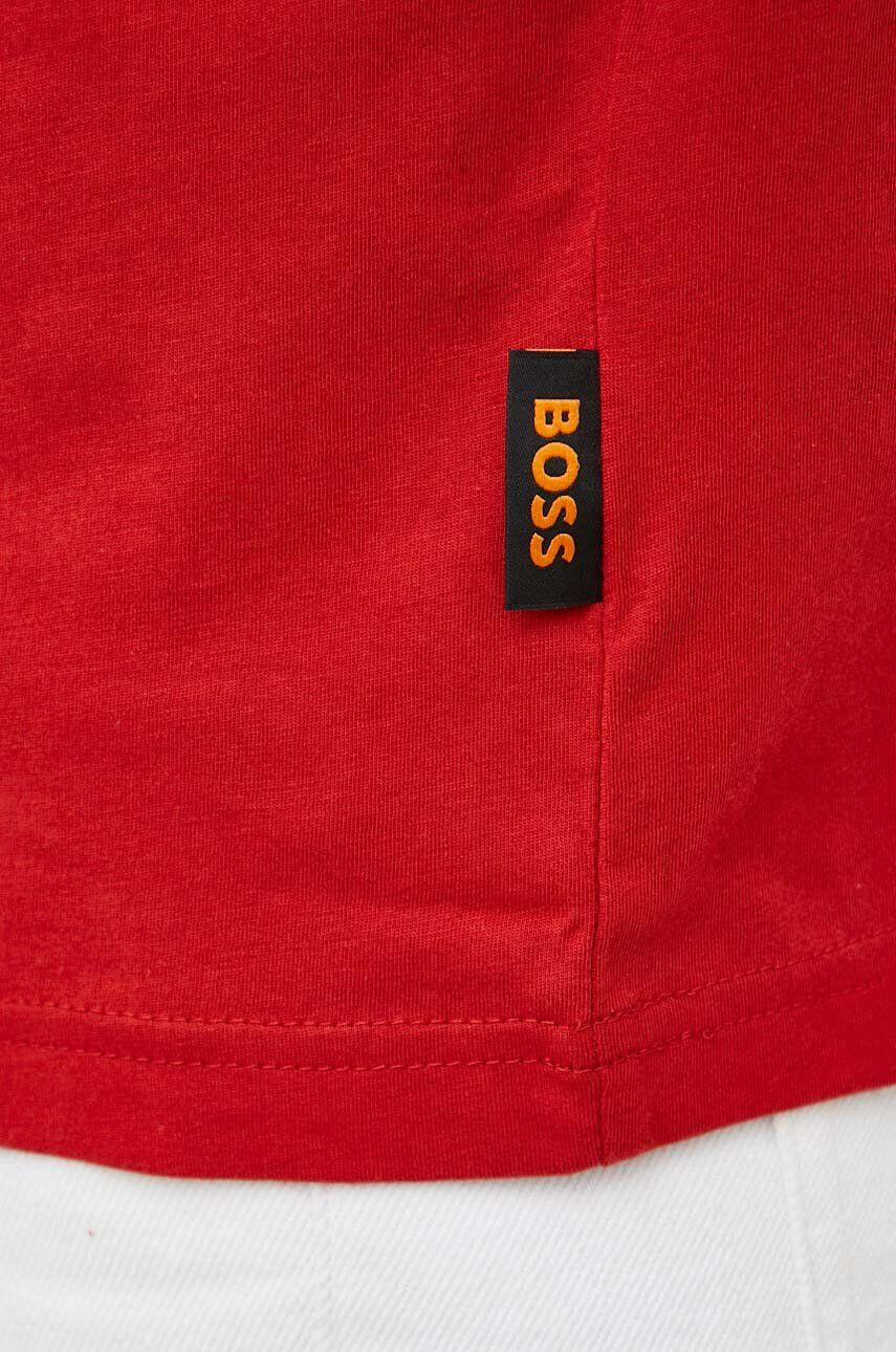 Boss Orange tricou din bumbac culoarea alb cu imprimeu - Pled.ro