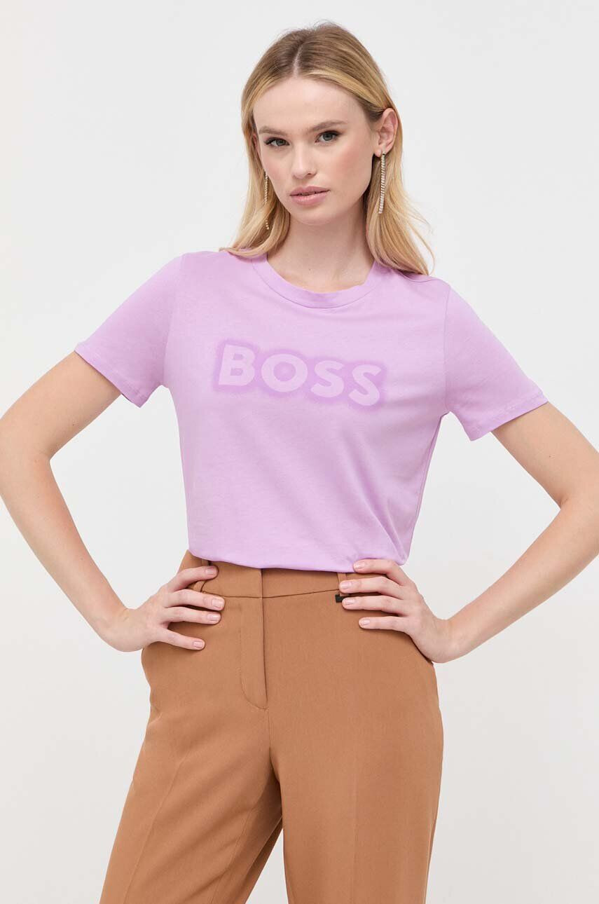 Boss Orange tricou din bumbac culoarea roz - Pled.ro