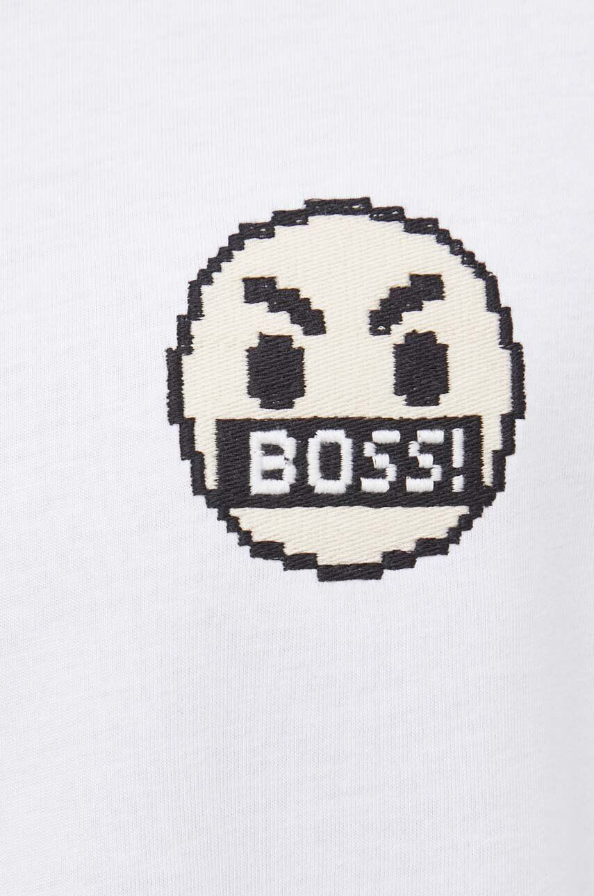 Boss Orange tricou din bumbac culoarea alb cu imprimeu - Pled.ro