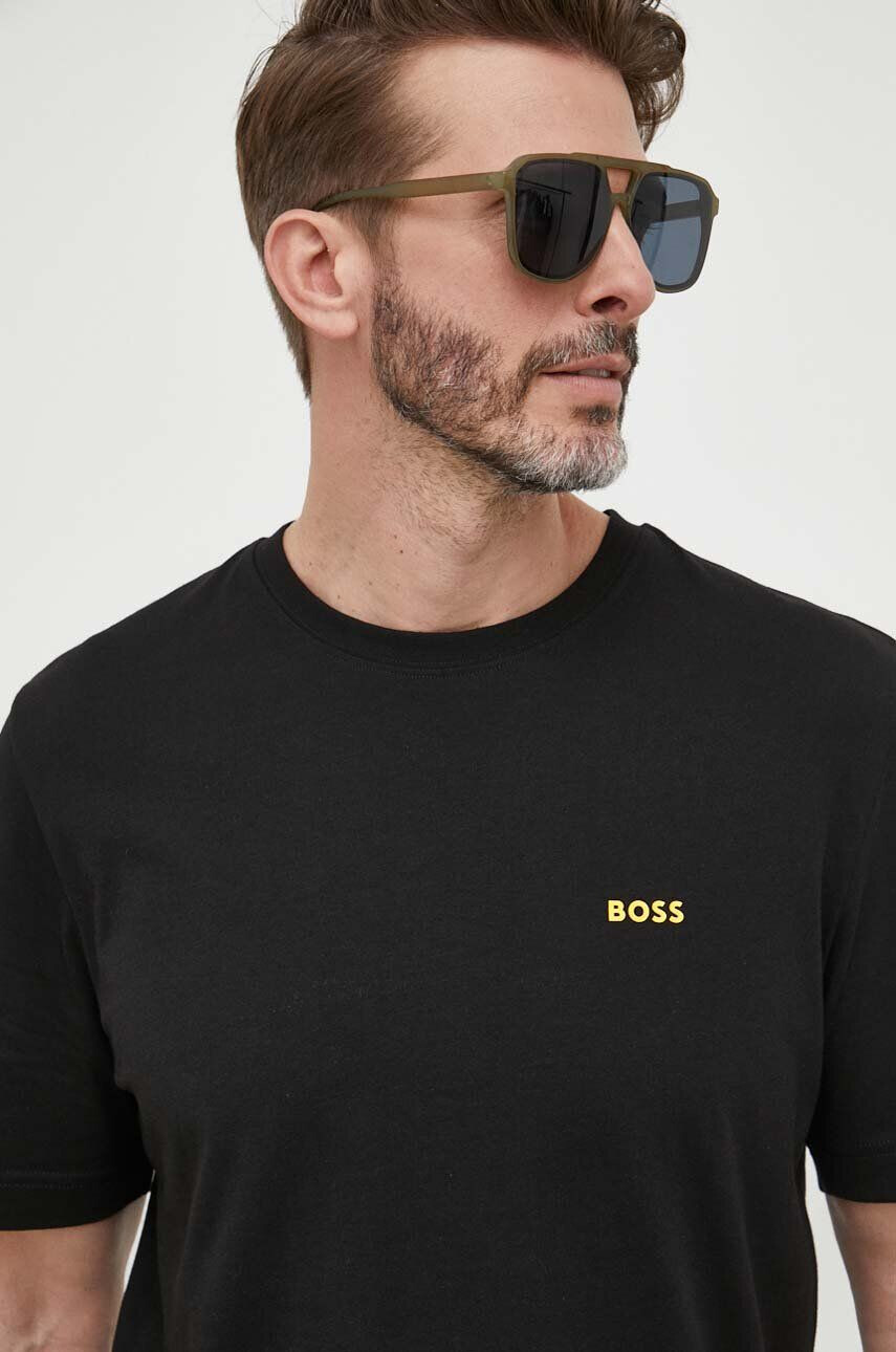 Boss Orange tricou din bumbac culoarea negru cu imprimeu - Pled.ro