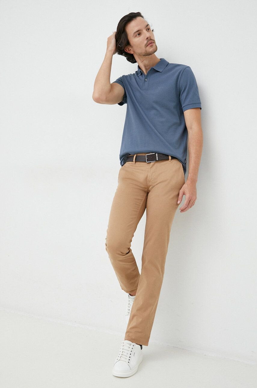 Boss Orange BOSS pantaloni Boss Casual barbati culoarea bej cu fason chinos - Pled.ro