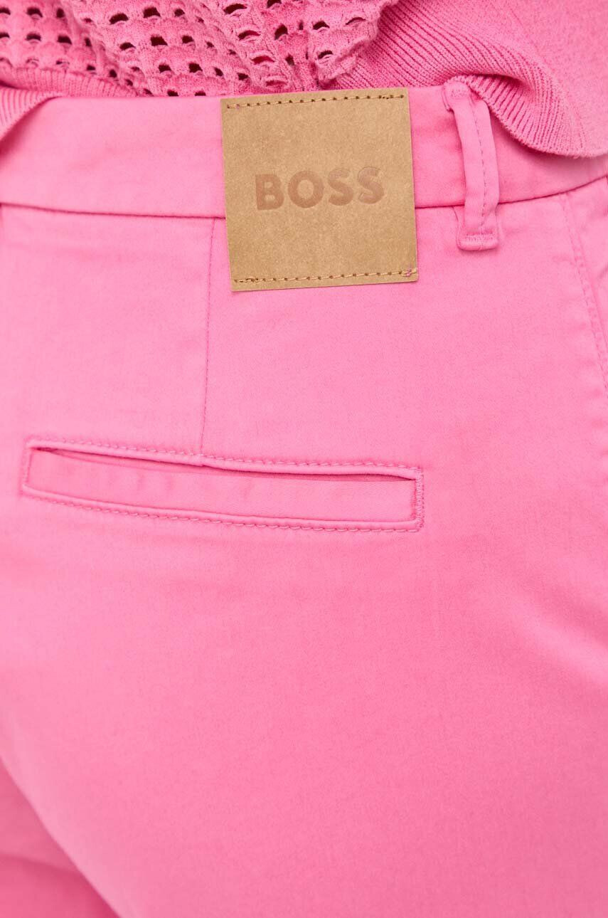 Boss pantaloni femei culoarea portocaliu fason chinos high waist - Pled.ro