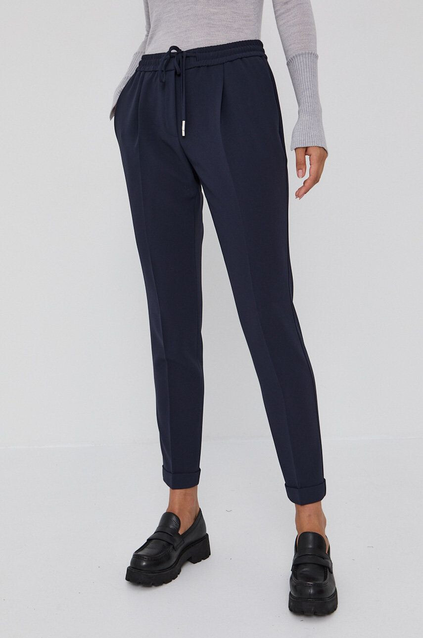 Boss Pantaloni femei culoarea albastru marin model drept high waist - Pled.ro