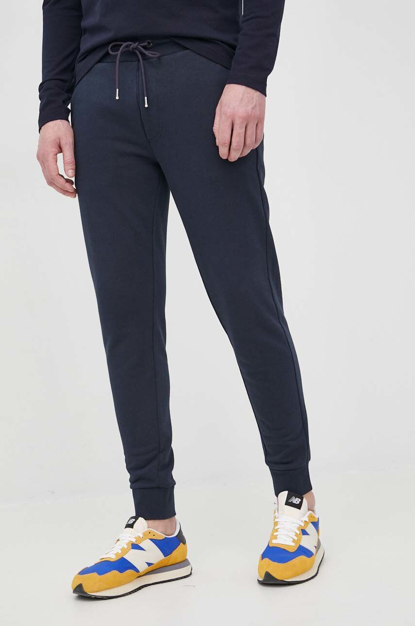 Boss pantaloni de bumbac barbati culoarea albastru marin neted - Pled.ro