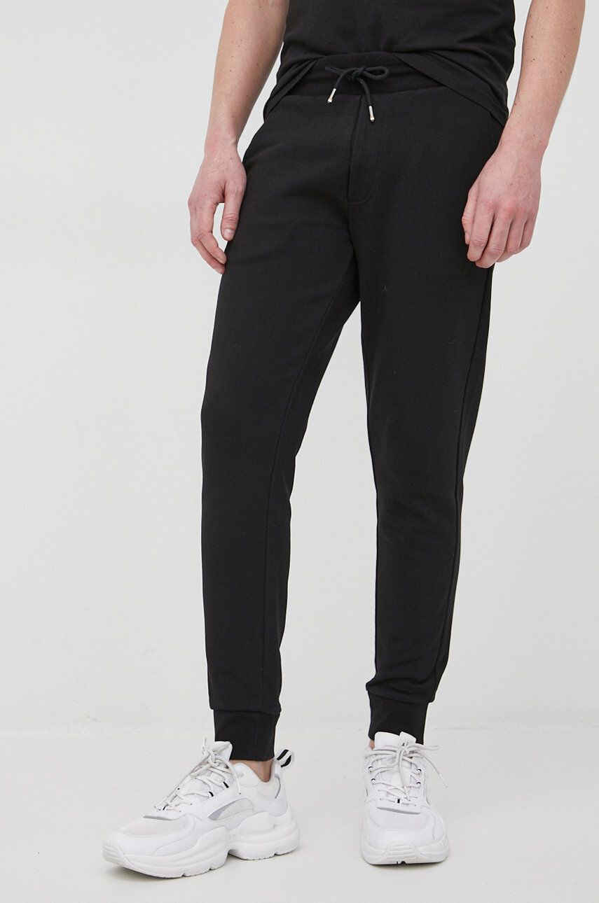 Boss pantaloni de bumbac barbati culoarea negru neted - Pled.ro