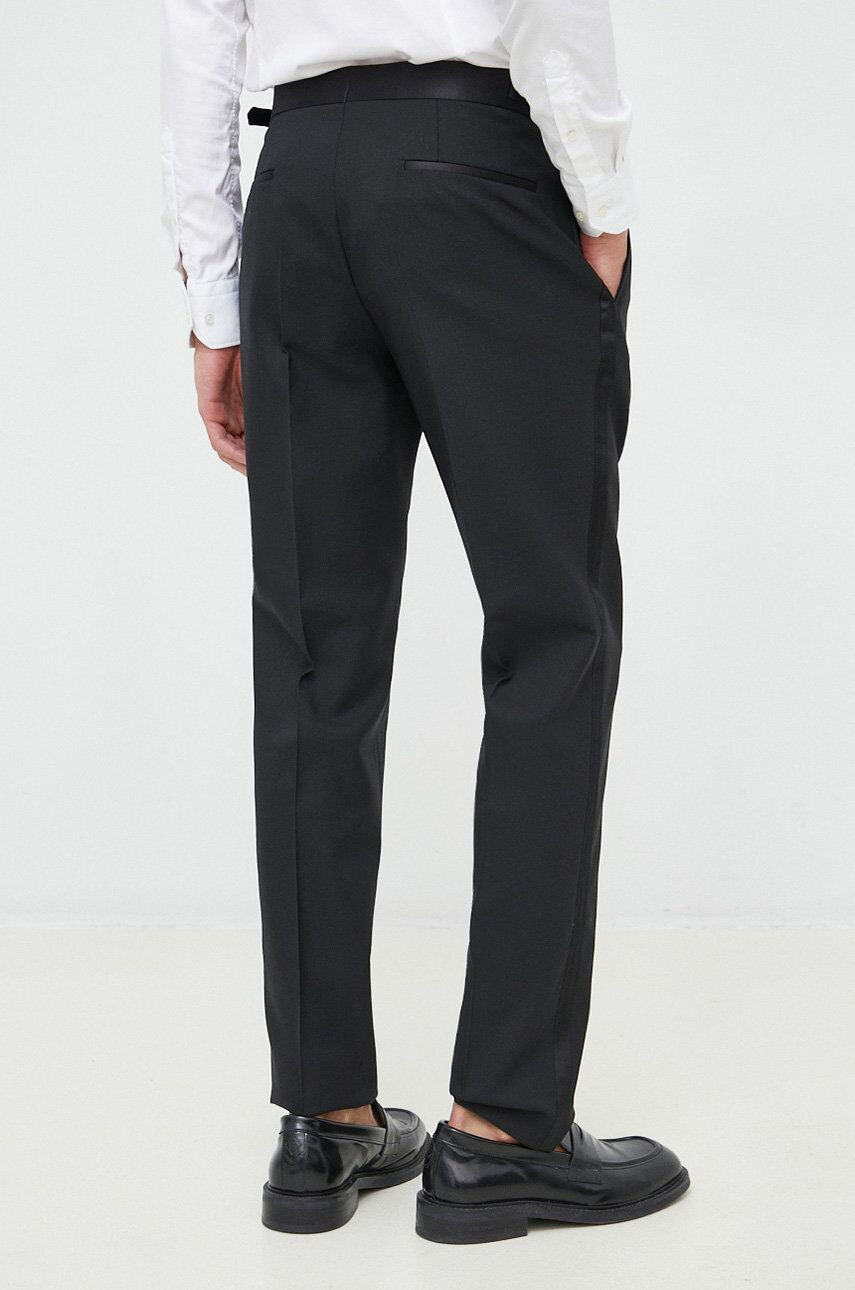 Boss pantaloni de lana barbati culoarea negru drept - Pled.ro