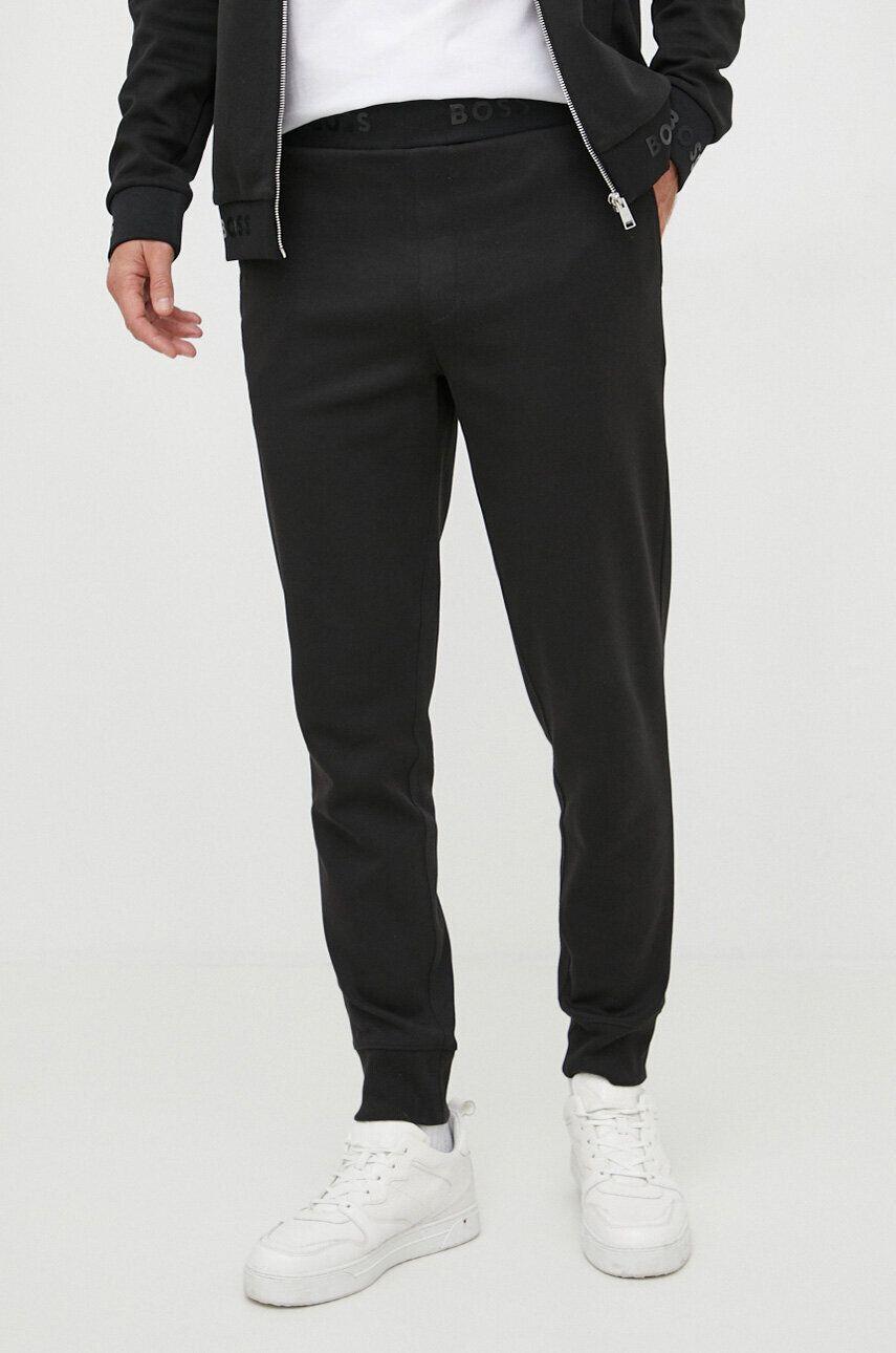 Boss pantaloni de trening culoarea negru cu imprimeu - Pled.ro