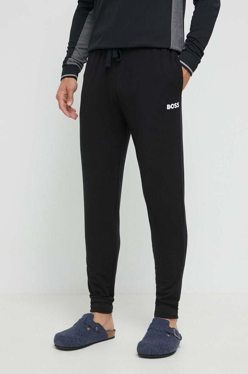 Boss pantaloni de trening culoarea negru cu imprimeu - Pled.ro