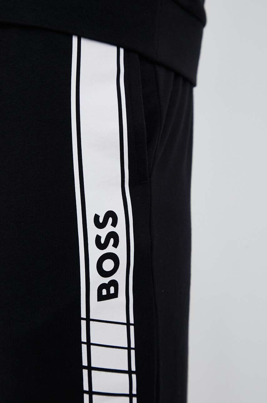 Boss pantaloni de trening din bumbac culoarea negru cu imprimeu - Pled.ro