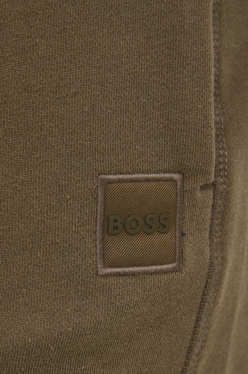 Boss Orange BOSS pantaloni de trening din bumbac BOSS CASUAL barbati culoarea verde neted - Pled.ro