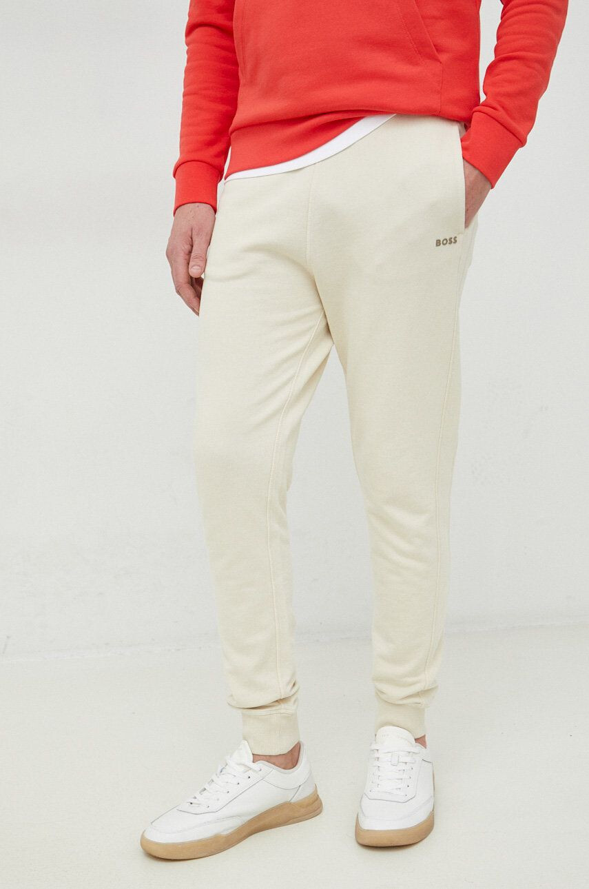 Boss Orange BOSS pantaloni de trening din bumbac BOSS CASUAL barbati culoarea gri neted - Pled.ro