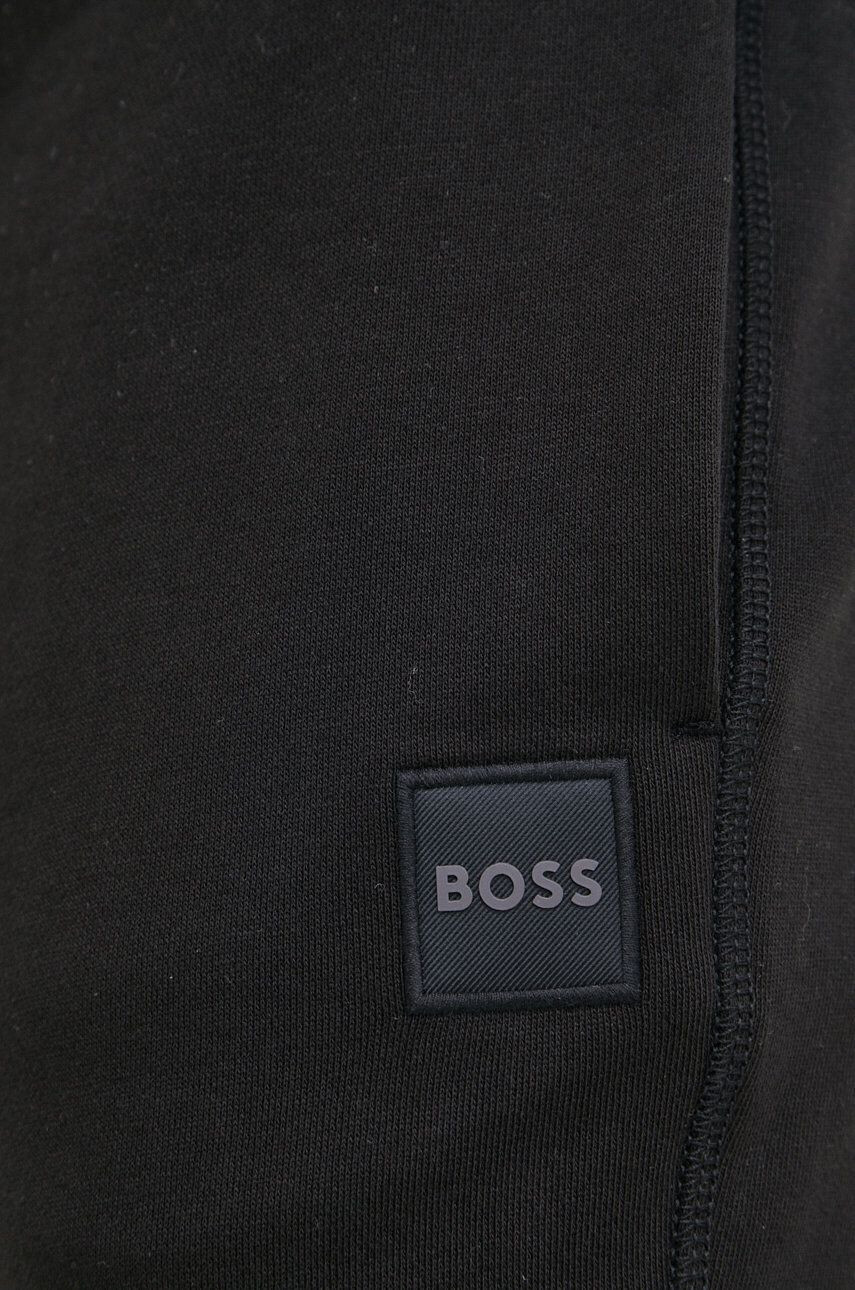 Boss Orange BOSS pantaloni de trening din bumbac Boss Casual barbati culoarea negru neted - Pled.ro