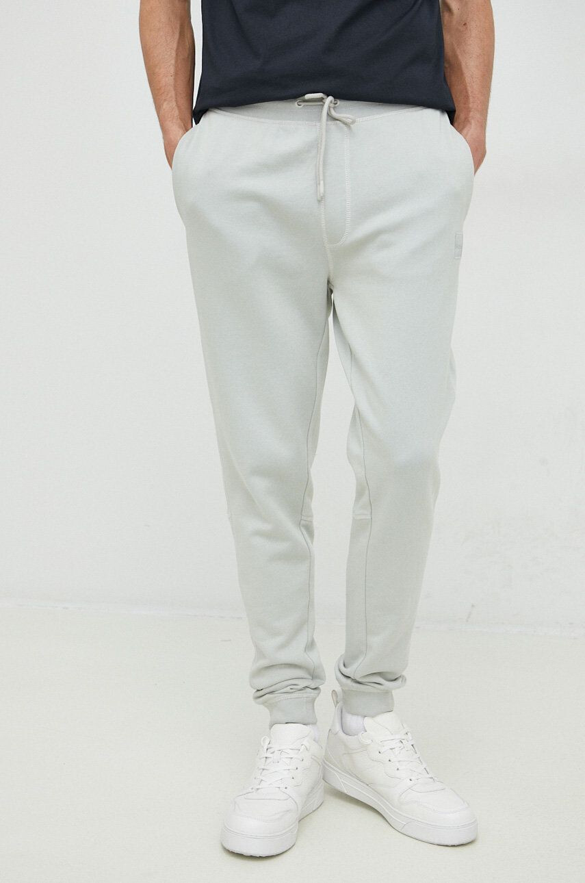 Boss Orange BOSS pantaloni de trening din bumbac boss casual barbati culoarea gri neted - Pled.ro