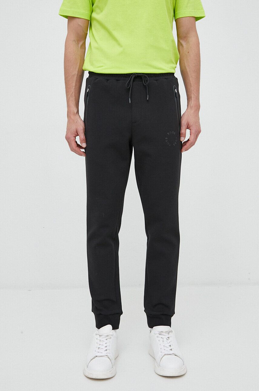 Boss Green BOSS pantaloni de trening culoarea negru cu imprimeu - Pled.ro