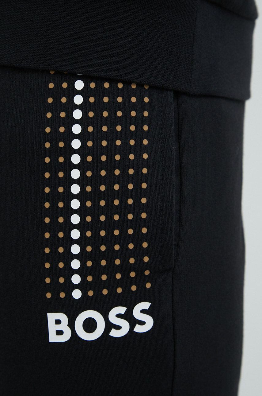 Boss pantaloni lounge din bumbac barbati culoarea negru cu imprimeu - Pled.ro