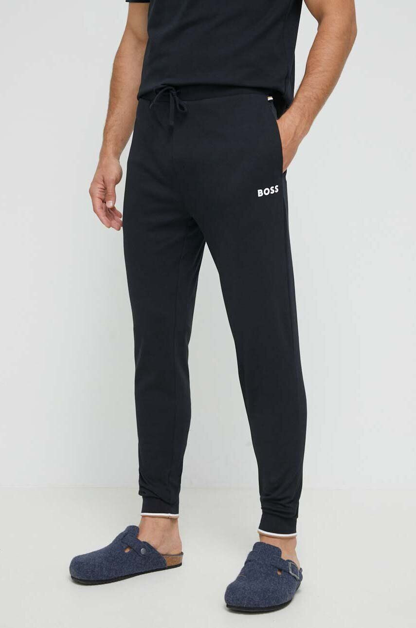 Boss pantaloni lounge din bumbac culoarea negru neted - Pled.ro