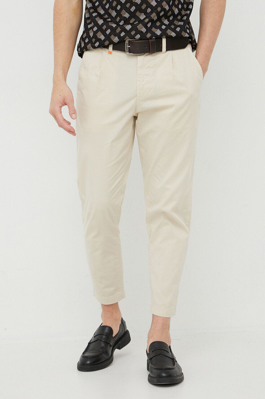 Boss Orange BOSS pantaloni barbati culoarea bej drept - Pled.ro