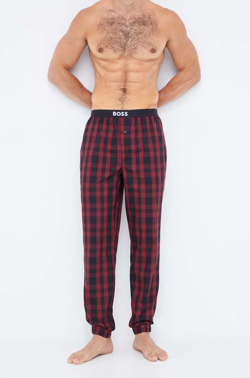 Boss pantaloni pijama bumbac culoarea bordo modelator - Pled.ro