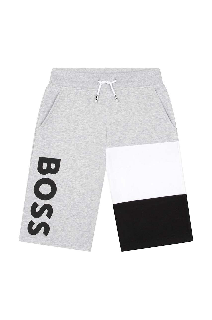 Boss pantaloni scurti copii culoarea gri - Pled.ro