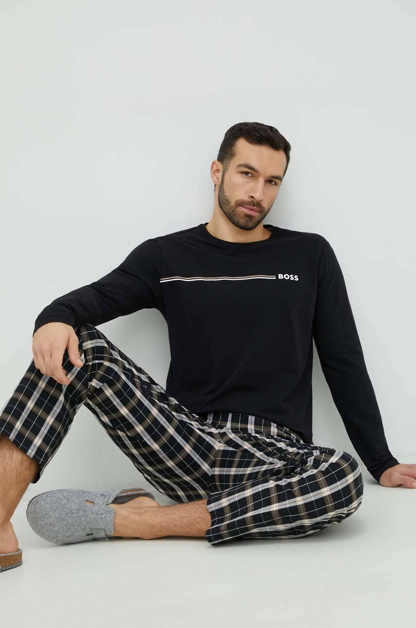 Boss pijama barbati culoarea negru modelator - Pled.ro