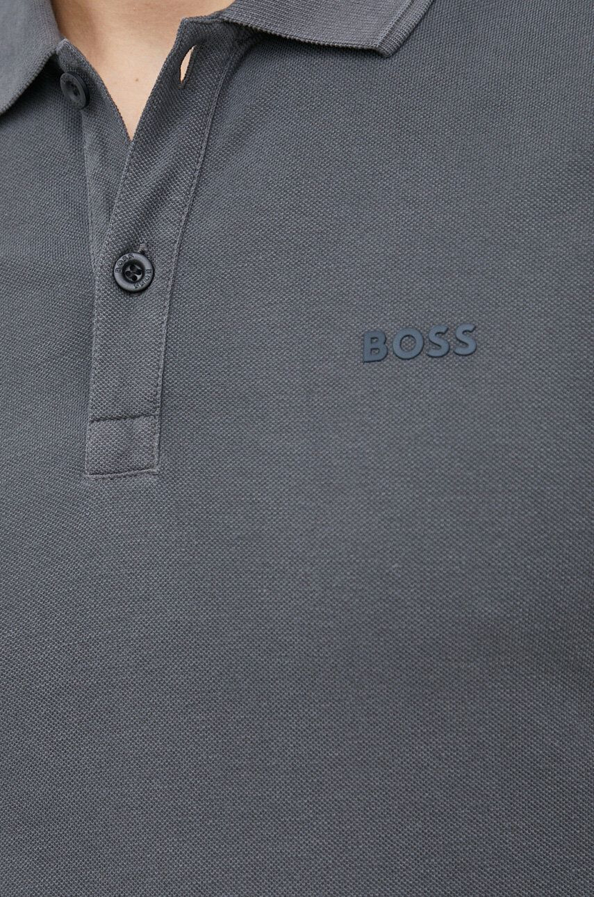 Boss Orange BOSS polo de bumbac Boss Casual culoarea gri neted - Pled.ro