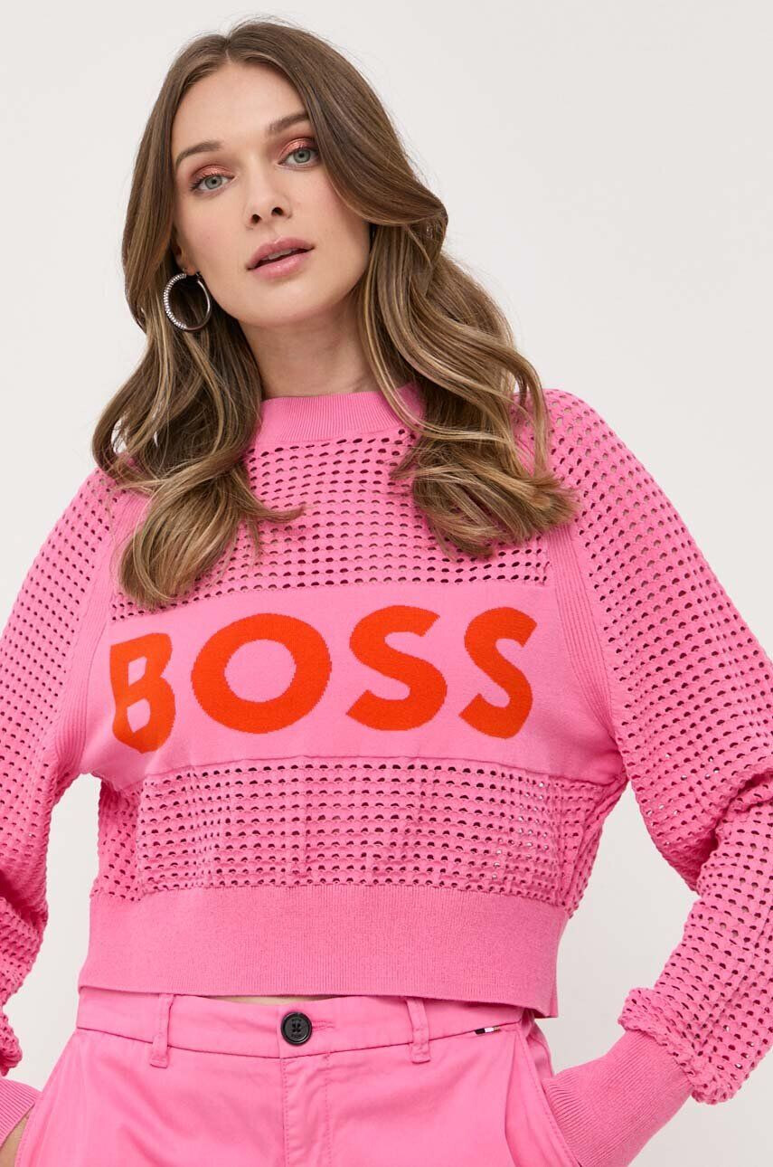 Boss pulover femei culoarea roz light - Pled.ro